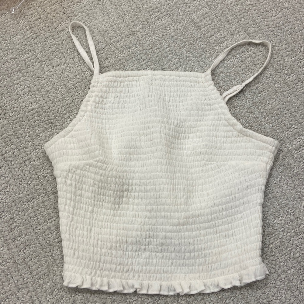Hollister smocked, white crop tank
